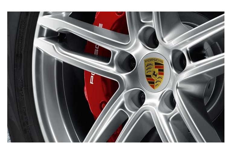 4 Centres De Roue Argent GT avec Ecusson Porsche pour Macan (pièces d'origine Porsche) 